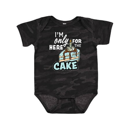 

Inktastic Im Only Here for the Cake with Cake Slice Illustration Gift Baby Boy Bodysuit
