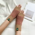 thumbnail image 1 of Demi-Gants Tricotés Chauds Motif Chevrons Automne et Hiver pour Femmes, 1 of 3