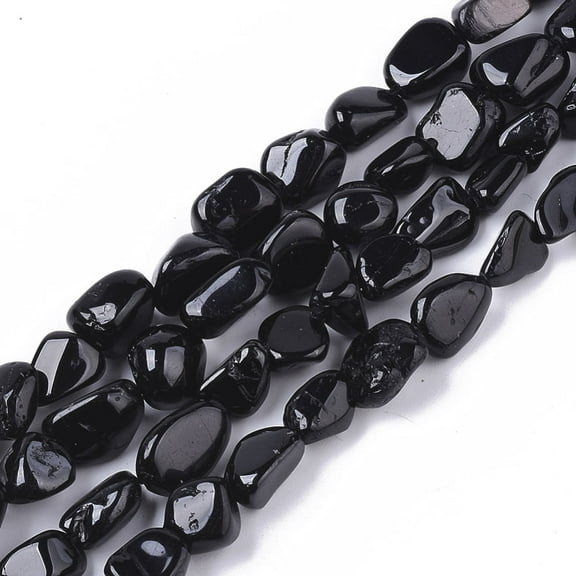 1Strand Natural Black Tourmaline Beads Strands Nuggets Tumbled Stone 5~11x5~8x3~6mm Hole: 0.8mm about: 52~56pcs/Strand 15.94 inch(40.5cm)