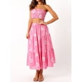 thumbnail image 3 of LMLYSoH Women's 2 Piece Skirt Outfits Off Shoulder Pattern Print Bandeau Long Flowy Skirt Set, 3 of 9