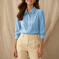 thumbnail image 4 of Warop Button Down Shirts for Women 3/4 Sleeve Collared Blouse Casual Business Office Work Top, 4 of 8