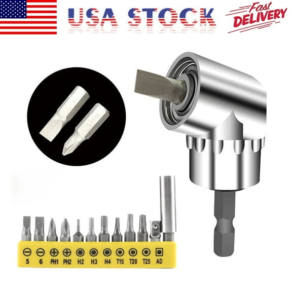 105° Angle Drill Driver Extension Adapter,Extension Bit Power Screwdriver Socket Adapter, Corner Tool Screw Hub with Multi-function Bend Screwdriver Kits