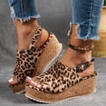 thumbnail image 5 of Rokment Womens Leopard Platform Wedge Sandals 2026 Summer Fashion Casual Suede Open Toe Chunky High Heels Slingback Gladiator Dress Sandals for Woman Brown Size 8.5, 5 of 7