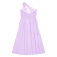 thumbnail image 3 of YUUMIN Ruched Chiffon One Shoulder Flower Girls Dress for Wedding Bridesmaid Long Party Jumpsuit Lavender 6, 3 of 4