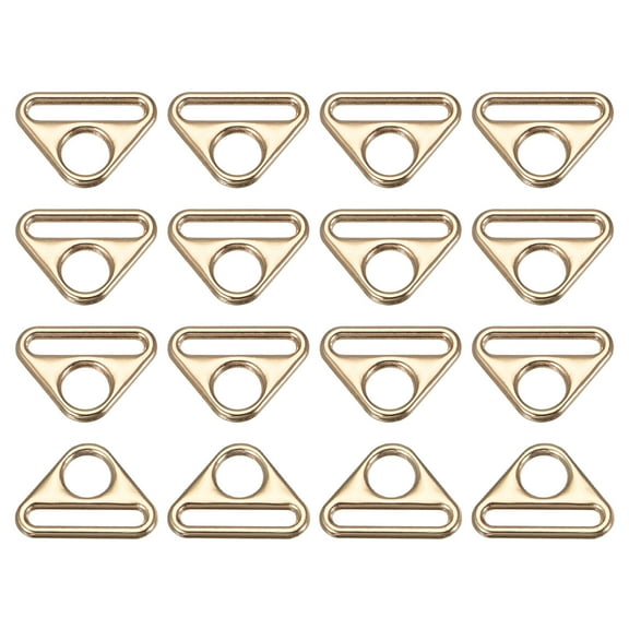 Uxcell 0.79" Adjuster Triangle with Bar Swivel Clip D Dee Ring Buckle, 16Pack Gold
