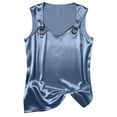 thumbnail image 3 of AKOEE Satin Tank Tops for Women with Metal O-ring Sleeveless Soft Dressy Casual V Neck Summer Blouses (S, Navy), 3 of 7