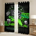 thumbnail image 2 of Erosebridal Racing Car Curtains Pack of 2 (42Wx63L),Geometric Plaid Black Out Curtains,Black Green Curtains for Living Room,Sport Bedroom Decorative, 2 of 6