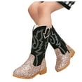 thumbnail image 5 of eileial Cowboy Boots for Girls and Boys Side Zipper and Buckle Strap Riding Boots,Gold 10.5-11 Years, 5 of 6