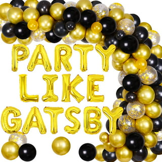 Roaring 20s Party Decorations,Photography Backdrop, Black Gold Balloon  Garland Kit, Retro Jazz Party Roaring Twenties Party Signs for 1920s Party