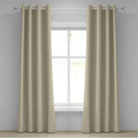 Ambesonne Beige Grommet Curtain, 3 Dimensional Stripes, 50" x 96", Ivory Beige