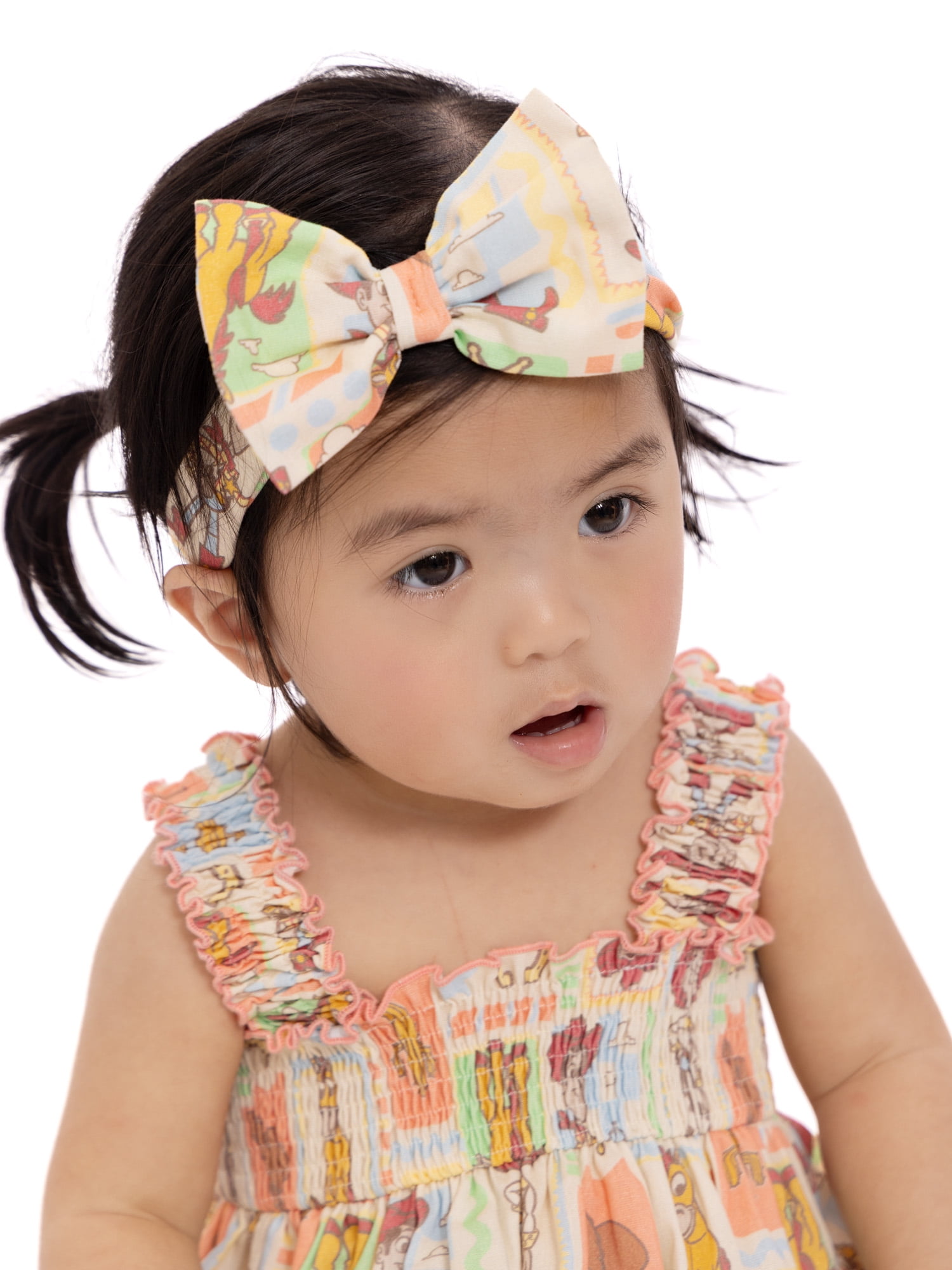 Toy Story Baby Girls' Smocked Cotton Tank Top, Shorts and Headband Set, 3-Piece, Sizes 0/3M-24M