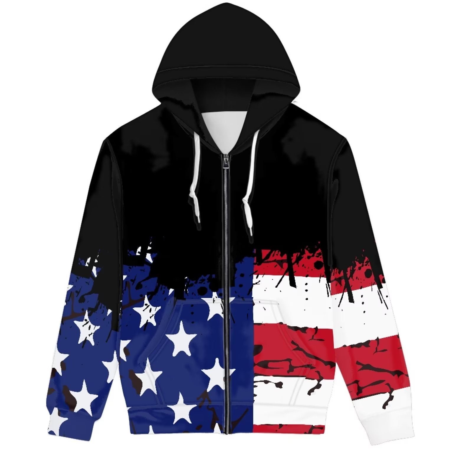 Brazil American Flag Men's Winter Zip-Up Hoodie Sweatshirt Warm