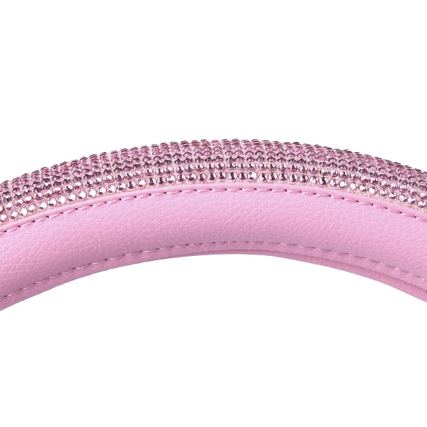 Auto Drive Pink Crystal, Universal Fit Steering Wheel Cover, PU