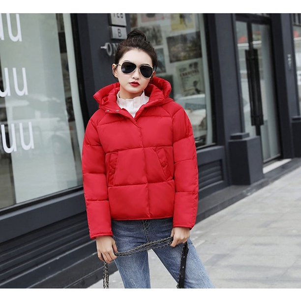 Chaqueta de algodón corta con capucha informal de estilo coreano de invierno, chaqueta de algodón para mujer, chaqueta de algodón ajustada y gruesa