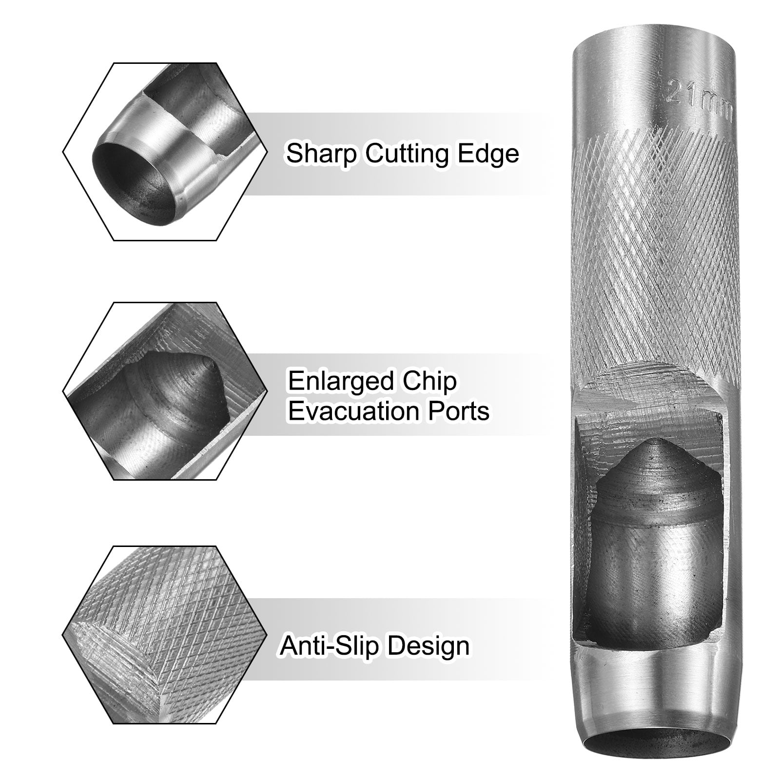 Uxcell 2pcs Leather Round Hole Punch, 21mm Hollow Hole Puncher Cutter Carbon Steel Tool