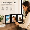 thumbnail image 7 of Tabletop Picture Frame Wood Trifold Hinged Photo Frame with 3 Openings, Table decor Family Picture Collage, with Real Glass 4" x 6" Black, 7 of 7