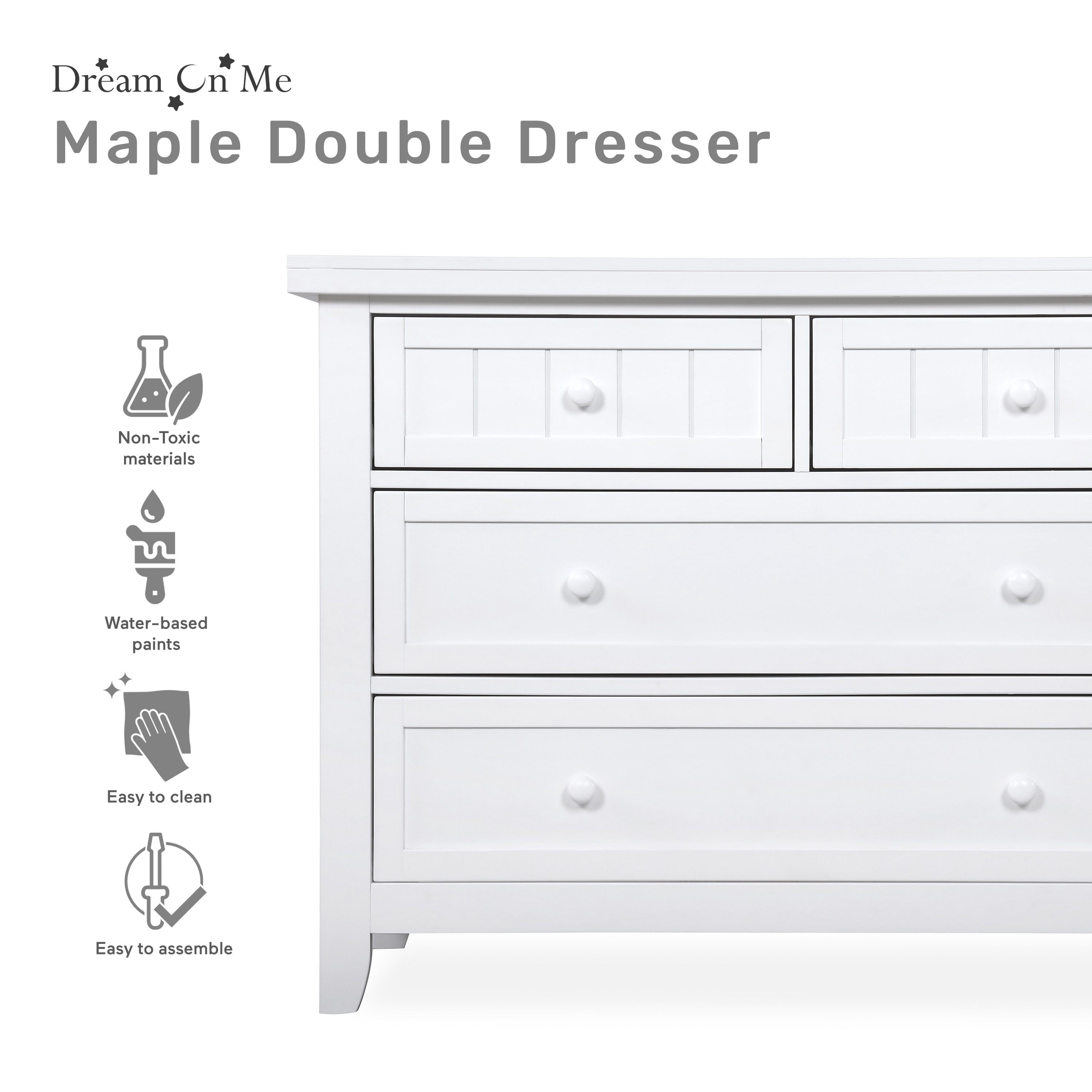 Dream On Me Maple Double Dresser, White