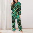 thumbnail image 2 of Fotbe Green Mosaic Glass Pattern Long Sleeve Pajama Set for Women,Sleepwear Set,2-piece Loungewear Set,Soft PJs Comfy Nightwear with Pockets -Medium, 2 of 7