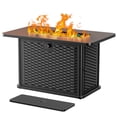 thumbnail image 4 of 43" Propane Fire Pit with Glass Rocks for Patio & Garden, Black Outdoor Gas Fire Pit Table with Lid & Lava Rocks, 4 of 8