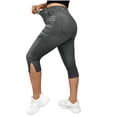 thumbnail image 4 of Xdegoge Faux Denim Capris for Women Slim Fit Cropped Pants High Waisted Elastic Band with Pockets Slit Hem Stretchy Comfy Yoga Lounge Jeggings, 4 of 8