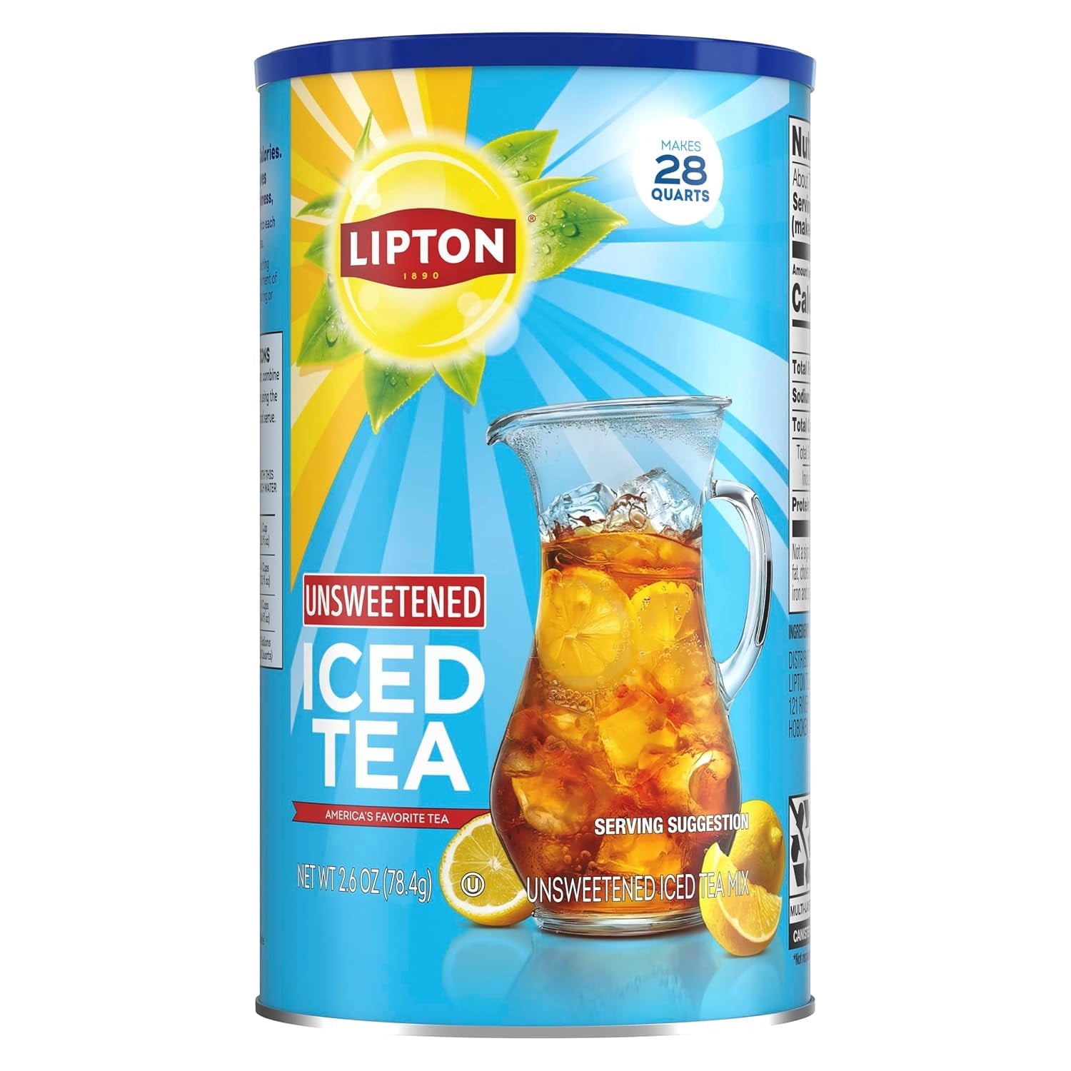 Lipton Unsweetened Iced Tea Mix, 28 Quart Canister, Measuring Spoon Included