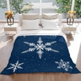thumbnail image 5 of White Christmas Snowflakes Throw Blankets, Winter Holidays Navy Blue Soft Fleece Blanket Decorative for Home Sofa Couch Chair Living Bedroom, 50x60 inches,, 5 of 8
