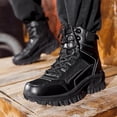 thumbnail image 6 of Men's Waterproof Side Zipper Outdoor Combat Boots Mens Orthopedic Support Anti-Puncture Work Shoes Anti-Sprain Hiking Lightweight 8" Side Zipper Steel Toe Tactical Combat Boots, 6 of 7