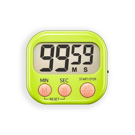 

1Pack Digital Kitchen Timer Magnetic Back and ON/Off Switch Minute Second Count Up Countdown - Green