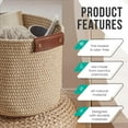 thumbnail image 6 of 3 Pack Woven Cotton Rope Shelf Storage Basket with Leather Handles, Baby Nursery Storage Bin Organizers, Closet Shelf Storage - 15 x 10 x 9, 6 of 8
