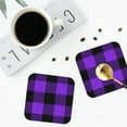 thumbnail image 5 of Kll Square Drink Coasters Set Of 4,Pu Leather Absorbent Coasters Set Decorative Coffee Cup Coasters Housewarming Gift For Home Decor-Purple Buffalo Plaid, 5 of 9