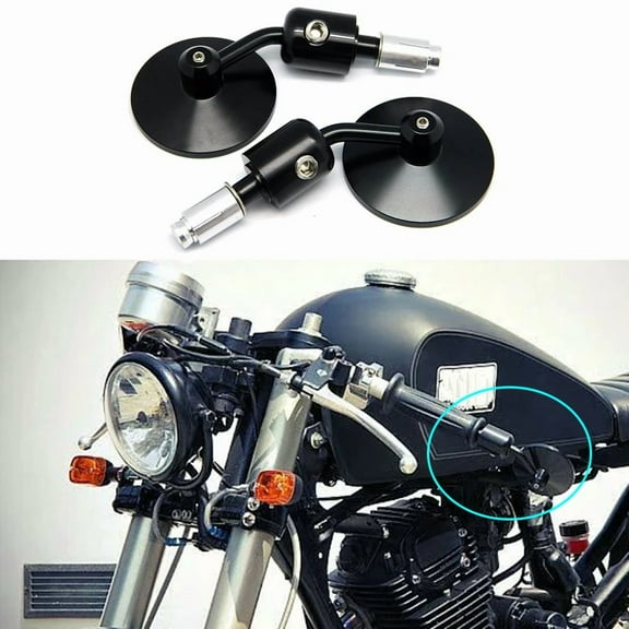 Black A Set CNC Black Rear View Handle Bar End Round Mirrors 7/8" Compatible With Kawasaki Z1000 Z750 ER-6F Versys KLX series Suzuki Boulevard Intruder Volusia V-Strom Skywave