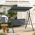 thumbnail image 4 of Gymax Balançoire de Patio Extérieure à 3 Places avec Accoudoirs, Auvent Inclinable Réglable et Support, Gris, 4 of 10