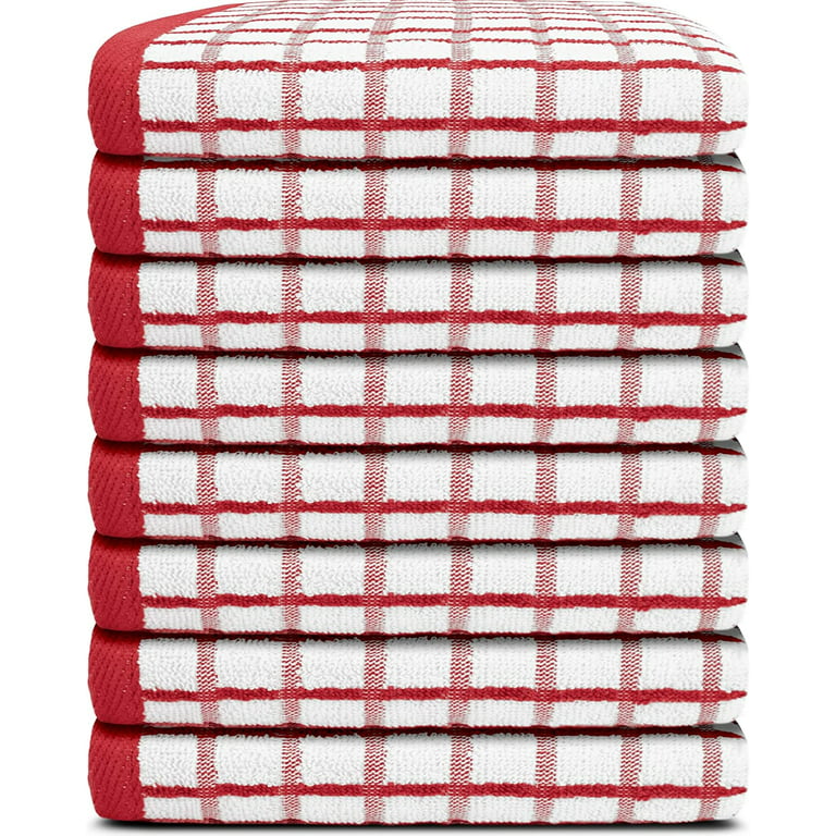 Dishcloth Tea & Kitchen Towels 100% Cotton Jacquard Extra Large 16x26 Inches (Set of 12) Red Barrel Studio Color: White/Red