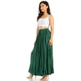 thumbnail image 3 of Sakkas Ahaana Women Renaissance Boho Rayon Maxi Embroidered Paneled Summer Skirt - Green - S/M, 3 of 5