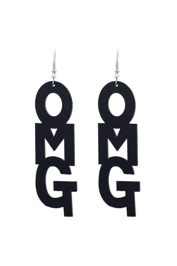 Hip Hop OMG Letter Acrylic Long Dangle Statement Women Hook Earrings