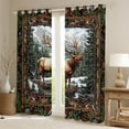 thumbnail image 2 of Erosebridal Wild Deer Moose Reindeer Curtains Pack of 2 (38x54), Safari Jungle Animal 30%-50% Black Out Curtains, 2 of 6