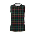 thumbnail image 6 of Lsque Buffalo Plaid Dark Green Print Men's Cotton Blend Sleeveless Muscle Shirts (S-3XL)- Moisture Wicking, Odor Protection, UPF 30+,Large, 6 of 8