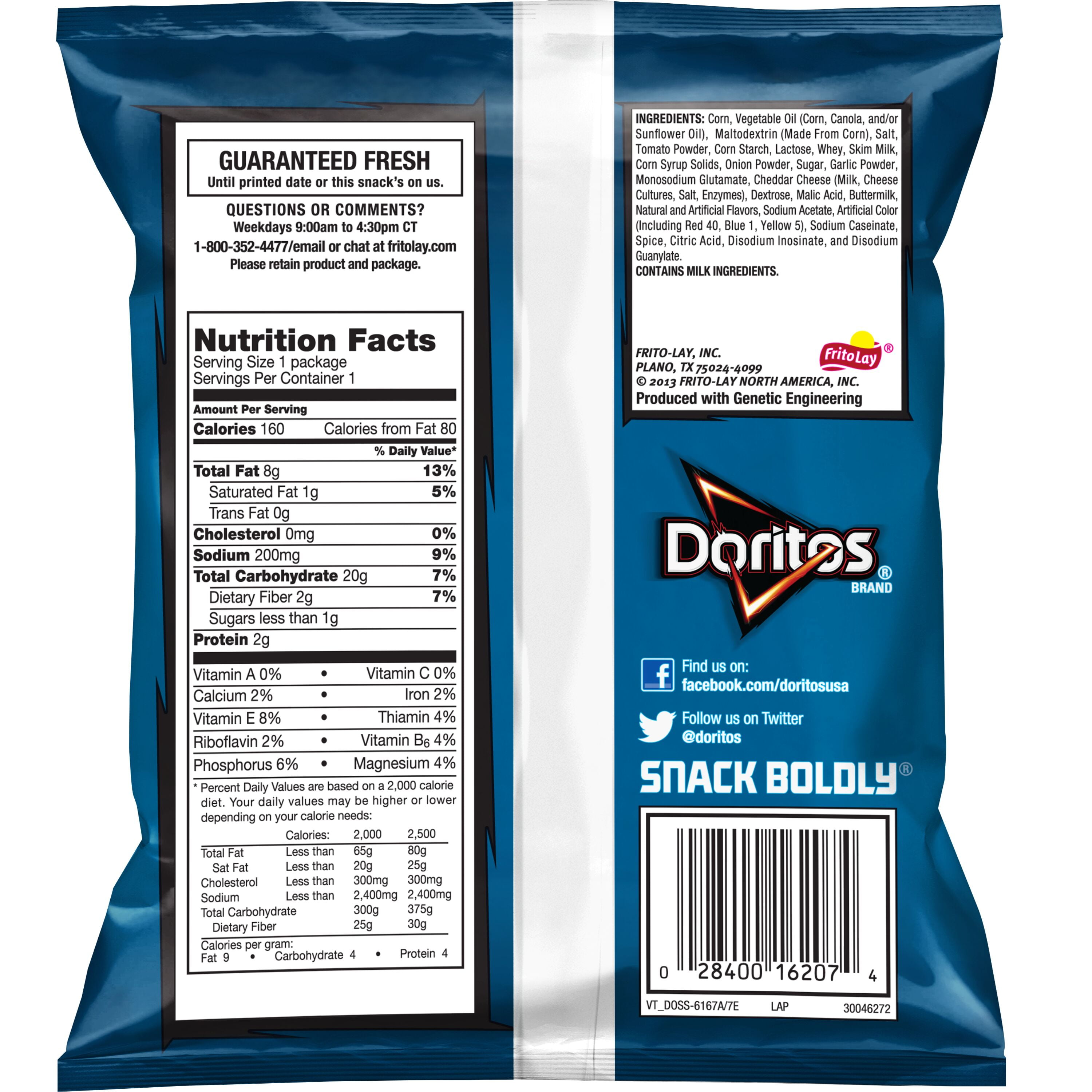 Doritos Cool Ranch Flavored Tortilla Chips, 1.125 oz Bag