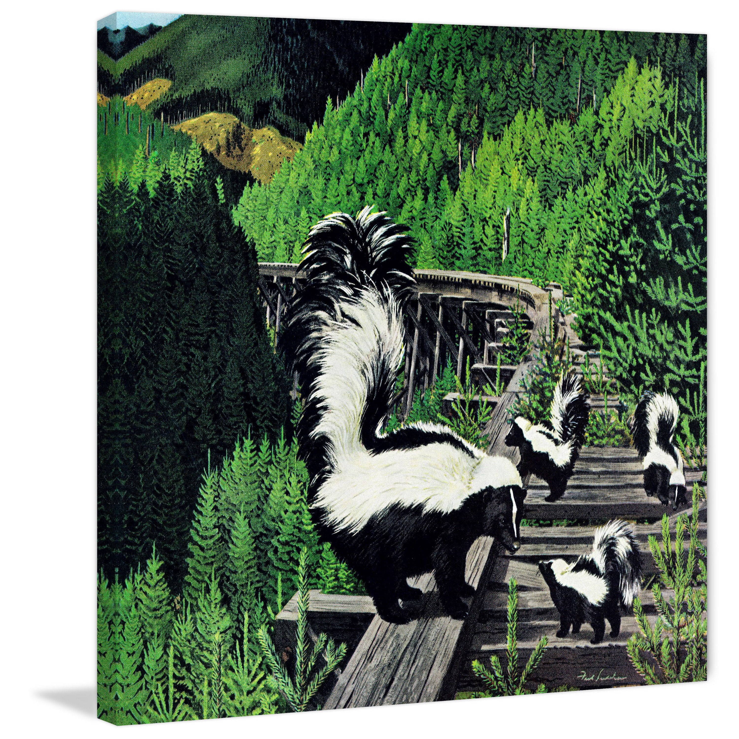 "Skunk Family" Painting Print on Wrapped Canvas