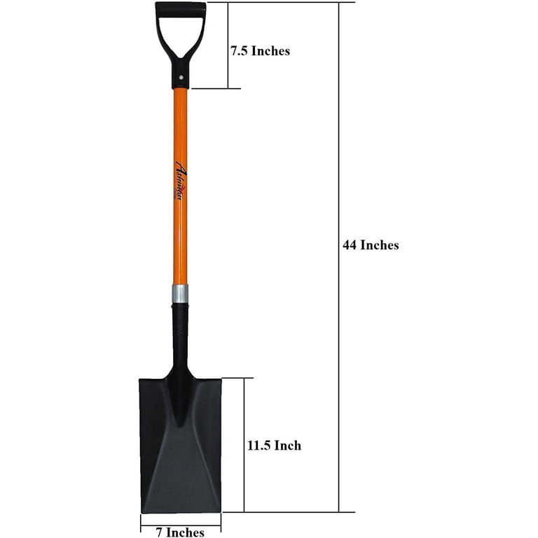 Ashmanonline Heavy Duty Spade Shovel - 41 inches Long Orange Metal Shovel  With D Grip Handle (6 Pack). 