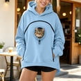 thumbnail image 2 of TZZQ Pet Pouch Hoodie Sweatshirt for Women Long Sleeve Cat Pullover Sweatshirt with Pull Pocket Soft Comfy Drop Shoulder Puppy Sherpa Cat Carrier Tunic Hoodie Shirt with Zip Pocket Sky Blue L, 2 of 5