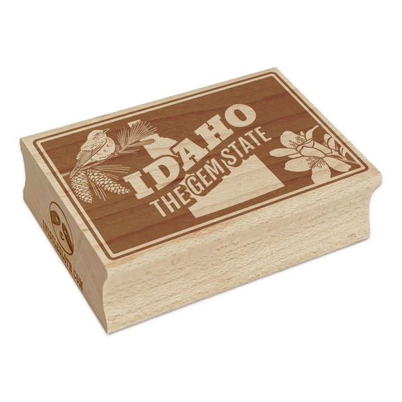 Idaho Gem Syringa Mountain Bluebird White Pine United States Rectangle Rubber Stamp Stamping Scrapbooking Crafting - Small 1.7in
