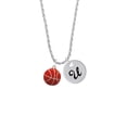 thumbnail image 2 of Delight Jewelry Silvertone Large Enamel Basketball Silvertone Script Initial Disc - U - Charm Necklace, 20"+3", 2 of 4