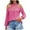 Pink, variant on aidice Off the Shoulder Tops for Women Casual High Neck Long Sleeve Loose Keyhole Solid Color Shirts