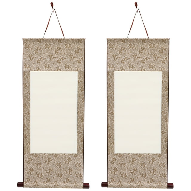 Miangastore Calligraphy Paper Scroll Brown For Friends Writing 2Pcs 27.6X11.2X0.04In