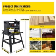 KFFKFF 1500W Thickness Planer Woodworking 315/min Feed Rate Double Cutter Benchtop Thickness Planer with Dust Exhaust Interface