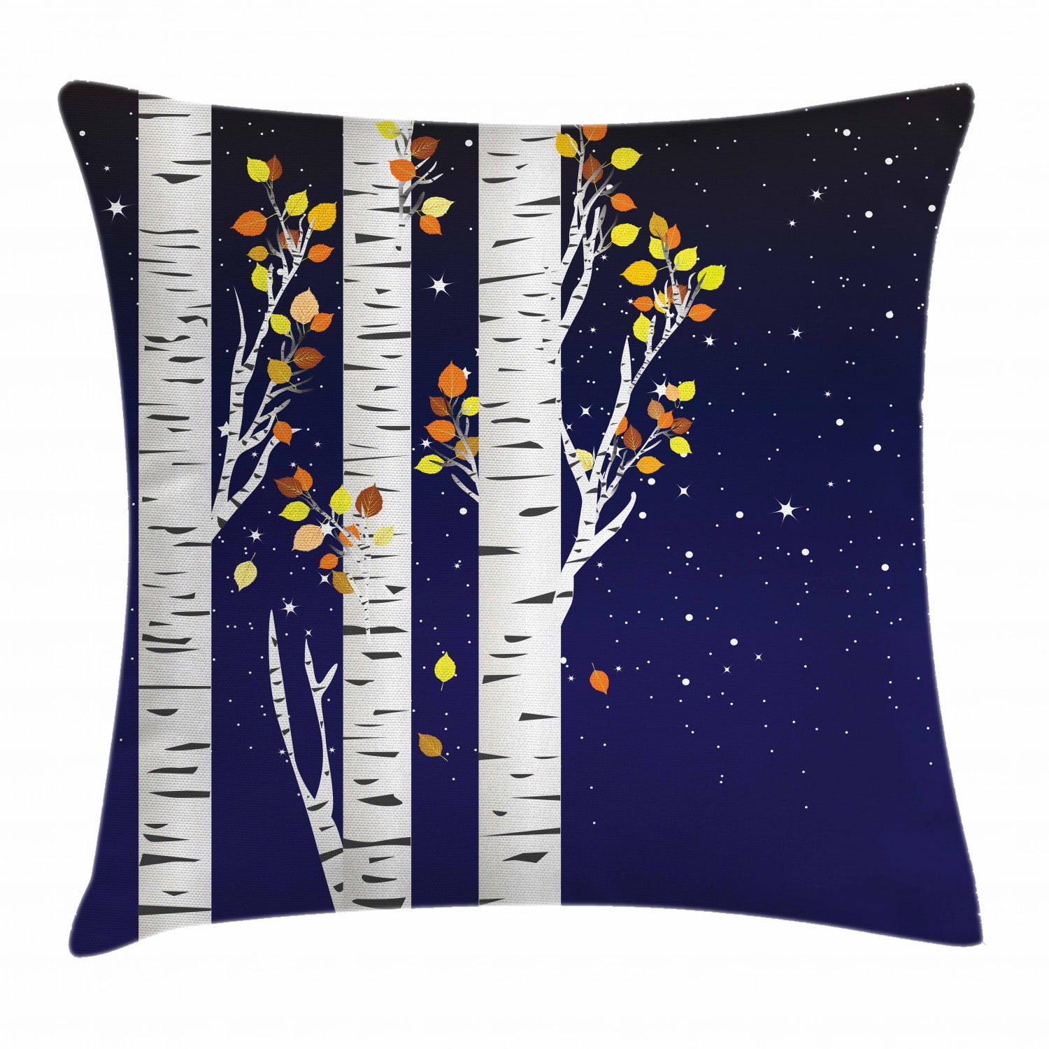 Autumn Throw Pillow Cushion Cover, Birch Trees with Colorful Fall