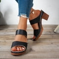 thumbnail image 5 of Xfvqtps Womens Slide Sandals Block Heel Open Toe Slip on Sandals with Double Strap for Casual Office Summer Wear, 5 of 8