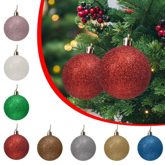 12cm Glitter Christmas Ornaments, Plastic Hanging Balls, Holiday Decor, Sparkling Finish, Home Decoration