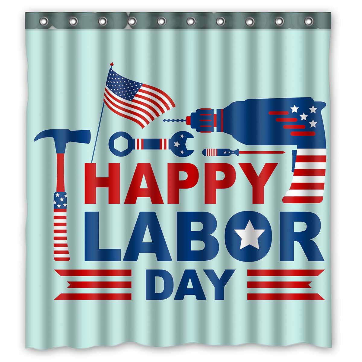 PKQWTM Happy Labor Day WaterProof Polyester Fabric Shower Curtain Size